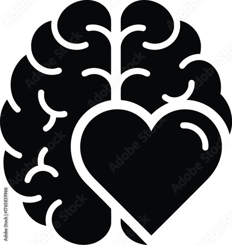 Vector art of brain and heart symbol representing emotional intelligence