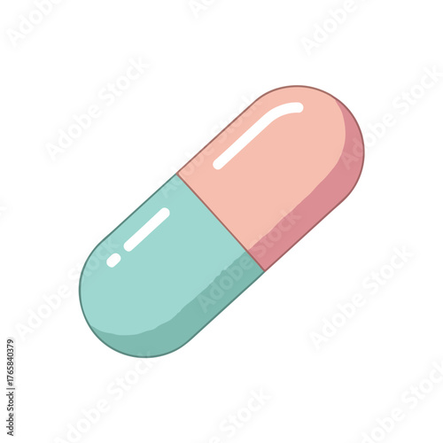 Pastel Pill Capsule Isolated on White Background for Health Design
