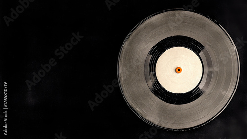 Vinyl record showcasing classic analog audio technology. Its old school design and blank label create a nostalgic and timeless music experience