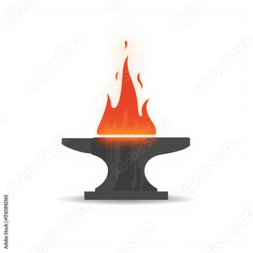 Glowing Red Flame on Blacksmith Anvil Symbolizing Heat and Metal Forging