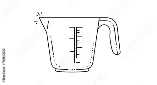 Hand drawn measuring cup kitchen utensil vector illustration.