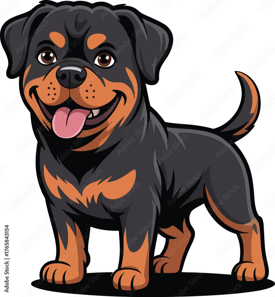 Fototapeta premium Cute cartoon a illustrator vector rottweiler