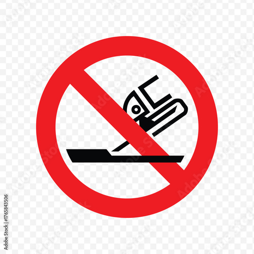 Prohibition sign against operating or working with an excavator or construction digger machine