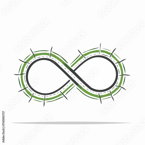 Infinity Symbol with Green Grass and Road Path Depiction