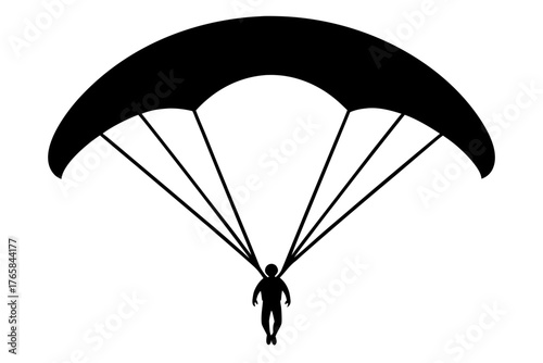 Ski parachute gliding silhouette vector, Paragliding Parachute black symbol


