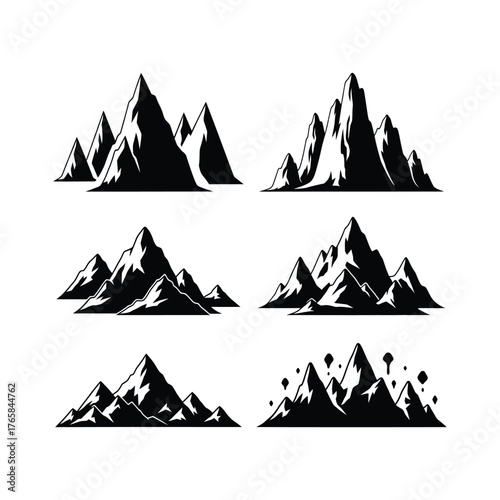 Collection of stylized mountain peaks