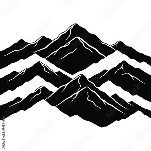 Abstract layered mountain range silhouette