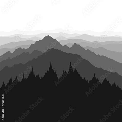Dark mountain range silhouette with sharp peaks