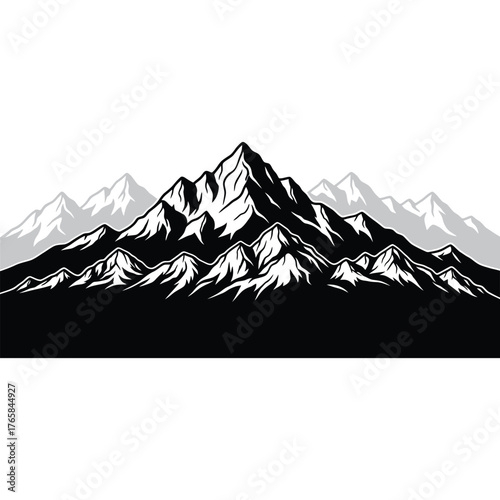 Majestic mountain range silhouette
