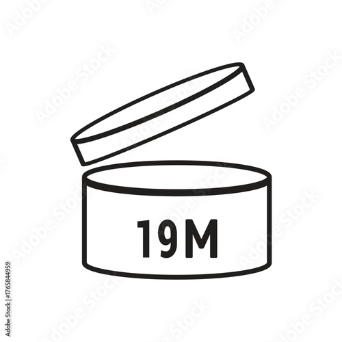 19 M SIGN vector illustration, packaging symbol Expiration period in months, expiration