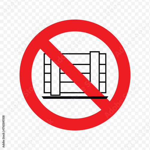 Vector prohibition sign indicating that storage or stacking of goods like pallets is not allowed