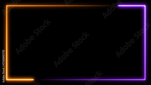 Wallpaper Mural Vibrant neon rectangle frame with orange and purple glow Torontodigital.ca