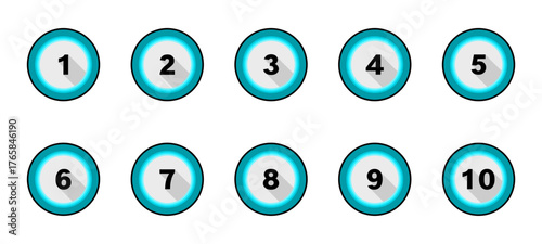 Numbers 1-10 in colored circles. Sequential numbers for all needs and editable.