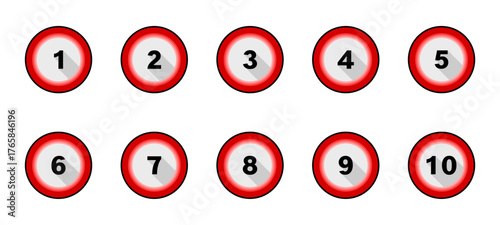 Numbers 1-10 in colored circles. Sequential numbers for all needs and editable.