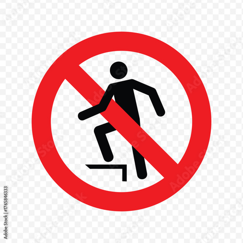 Vector prohibition sign indicating that stepping or walking on this surface or object is not allowed