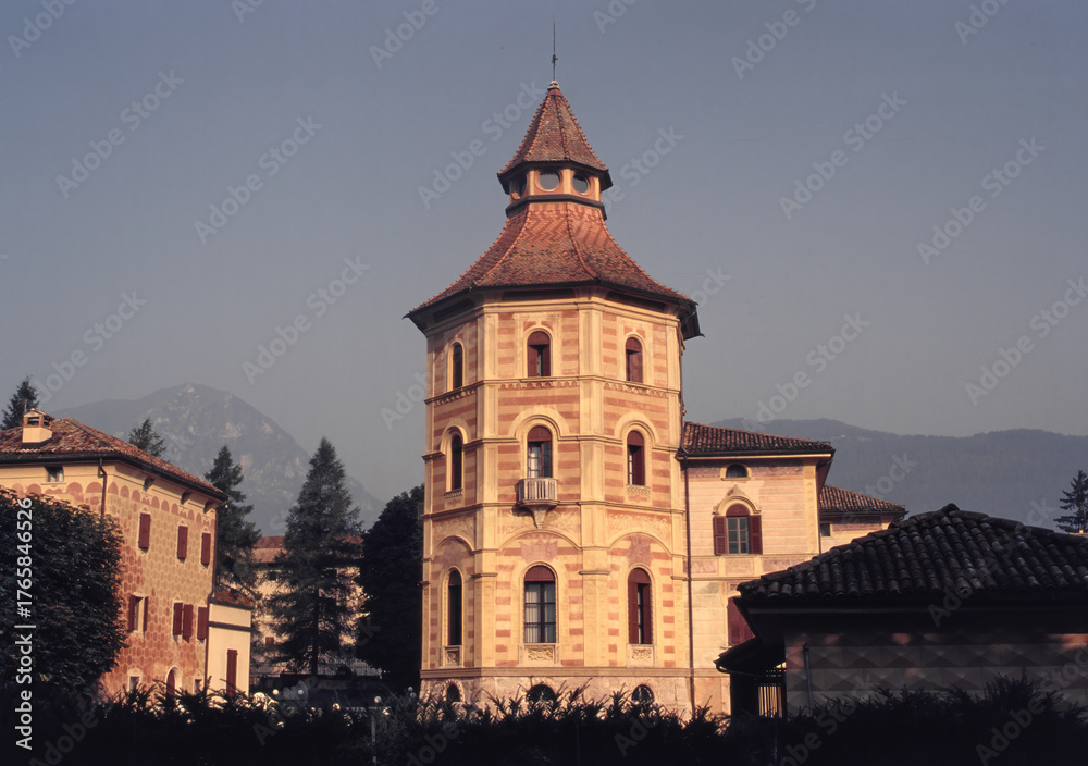 Obraz premium Historic building in Vigo Lomaso, Trento province, Italy