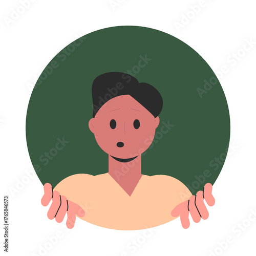 Man Character Peeking Out Shape and Looking Vector Illustration