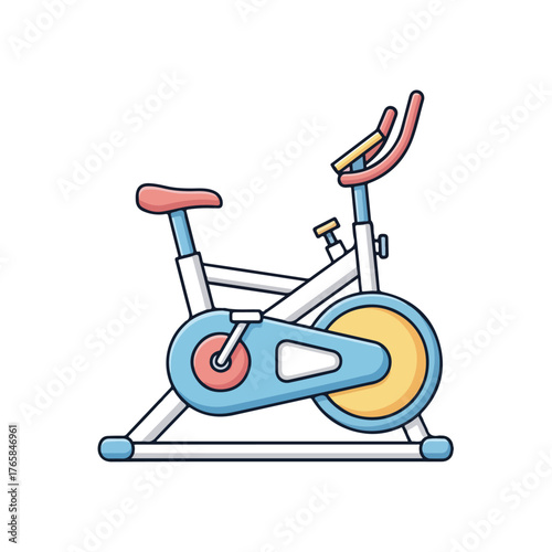 Colorful Stationary Exercise Bike Illustration for Fitness Health