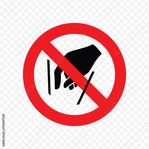 Vector prohibition sign indicating that touching or handling certain objects or surfaces is not allowed