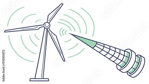 Wind turbine generating power with a focused energy beam.