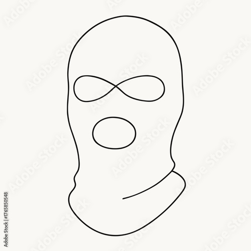Balaclava icon in minimalist one-line vector style