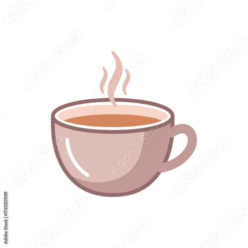 Warm Coffee Cup with Steam Isolated on White