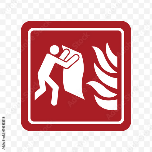 Person Using Fire Blanket Safety Sign Icon Vector