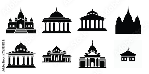holy temple silhouette Asarah B'Tevet holiday art vector illustration