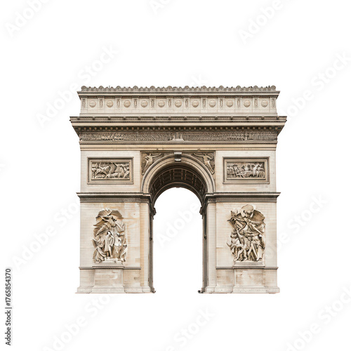 A view of the arc de triomphe on transparent background