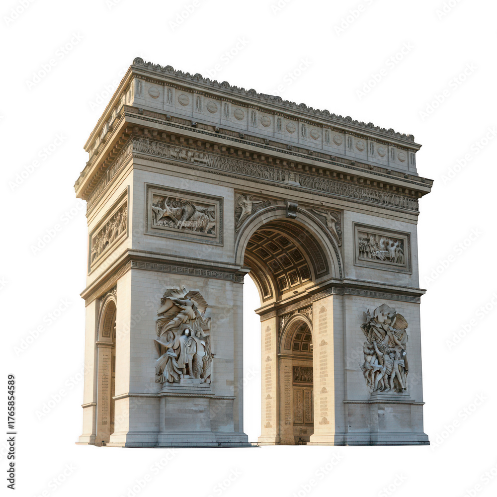 Obraz premium A view of the arc de triomphe paris on transparent background