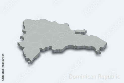 Dominican Republic 3d map with borders regions