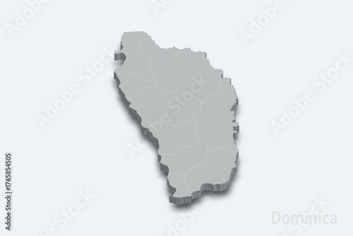 Dominica 3d map with borders regions