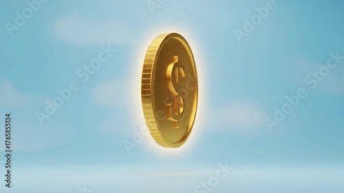 floating gold coins on a blue background