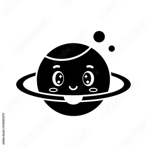 Saturn Planet Kawaii Cute Cartoon Character Flat Vector