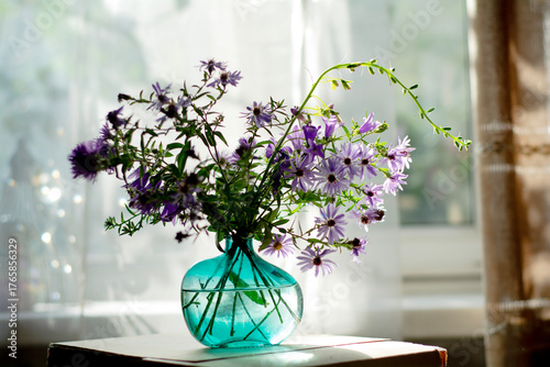 Obraz na plátně bouquet of  violet flowers in vase , stilllife for interior decoration