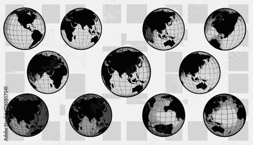 A collection of multiple globes, displaying various views, in a grid layout