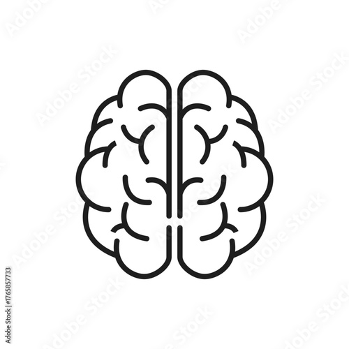 Minimalist Outline of a Brain An anatomical illustration showcasing the intricate structure and duality of the human mind