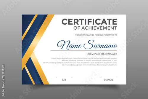 elegant gold diploma achievement certificate template design