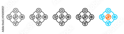 climate change icon set multiple style collection	