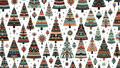 seamless pattern with festive christmas tree decorations