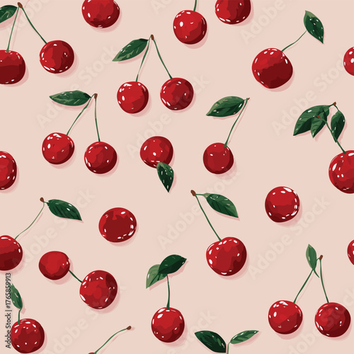 Cute cherry fruits pattern background vector design
