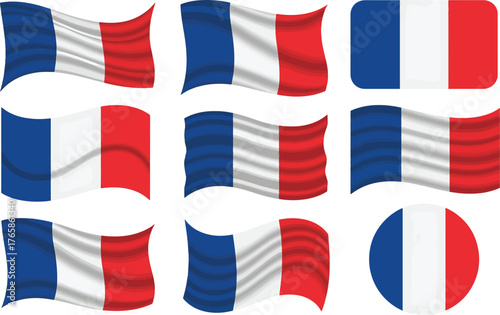 Collection of  France National Flags — Vector Illustration