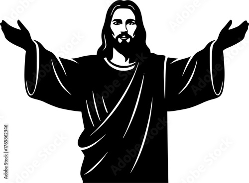 The Jesus Blessing. Christian Clipart silhouette Vector Logo Symbol isolated on white background. Divine benediction grace favor and heavenly gift through redeemers love.