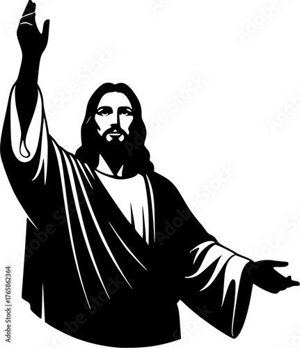 The Jesus Blessing. Christian Clipart silhouette Vector Logo Symbol isolated on white background. Divine benediction grace favor and heavenly gift through redeemers love.