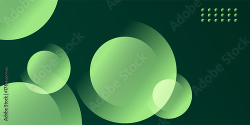 Green abstract background with glowing geometric lines. Modern gradient rounded square lines pattern. Futuristic concept.