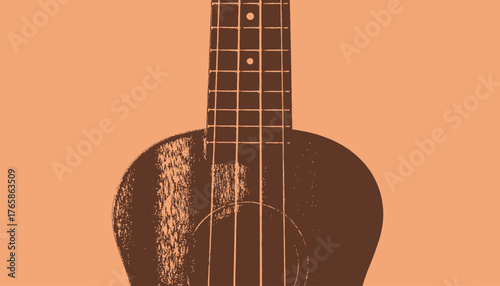 A musical instrument is presented on a plain backdrop with monochromatic aesthetic