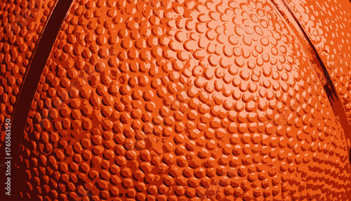 A close-up view of a textured orange surface with dark brown bands, highlighting the patterns