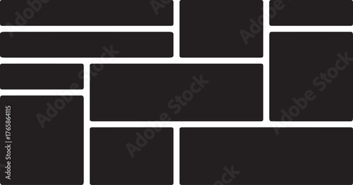 Photo Collage Layout Design Template Empty Rectangular Frames Black Background Transparent Grid Showcase Presentation Display Album Arrangement Modern Graphic Element Visual Organizer