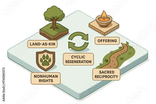 Conceptual diagram highlighting cyclic regeneration and sacred reciprocity principles