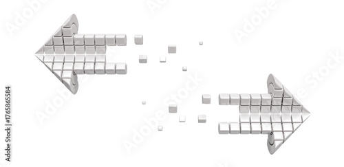 Принти на полотні Two opposing white arrows, created from a collection of sleek, geometric components